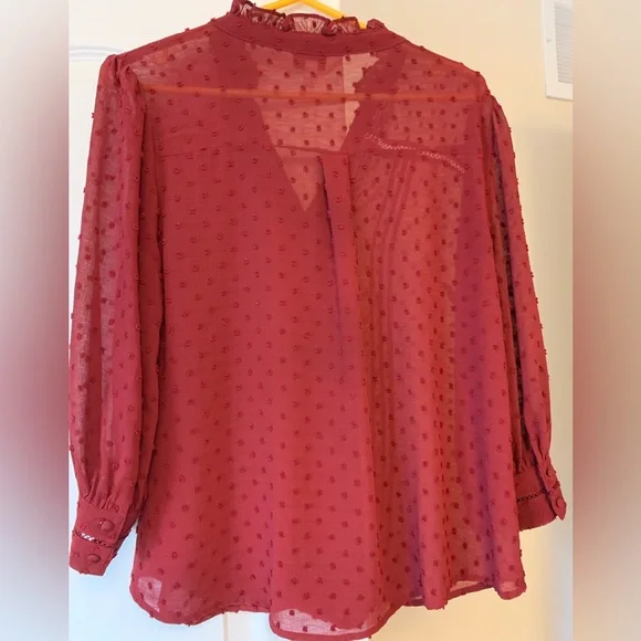 LOVE & ROSES Deep Red Blouse - Picture 4 of 5